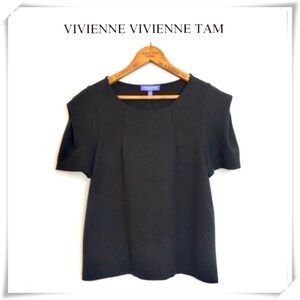 VIVIENNE TAM Puffy Ruffled Sleeves Tee Black
